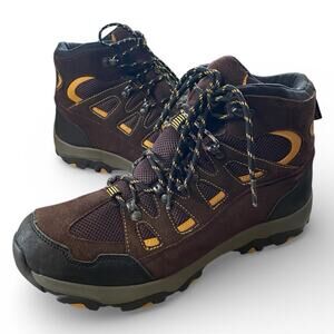Lands End Trekker Mens Hiking Boots 11D Brown Leather Mesh Work Shoes Lace Up